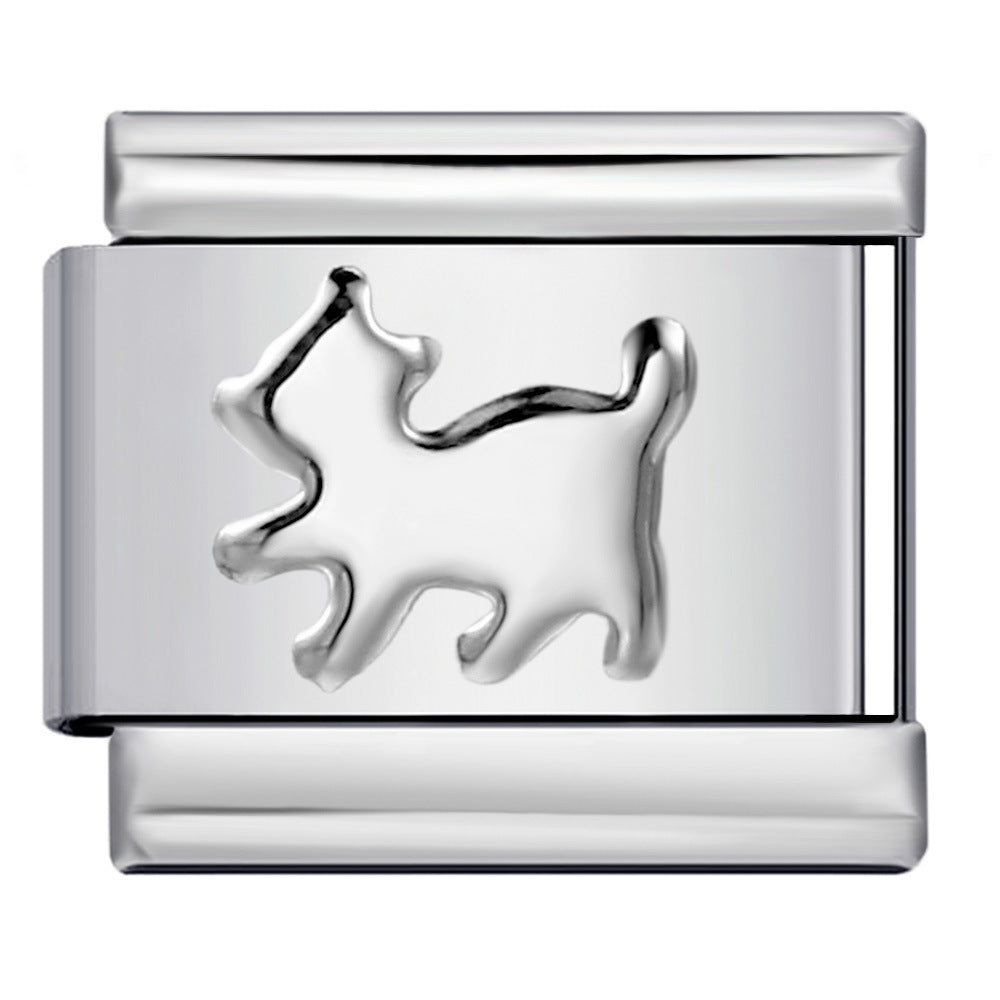 Wholesale  Italian moduleTitanium steel convex silver stamping pattern DIY bracelet