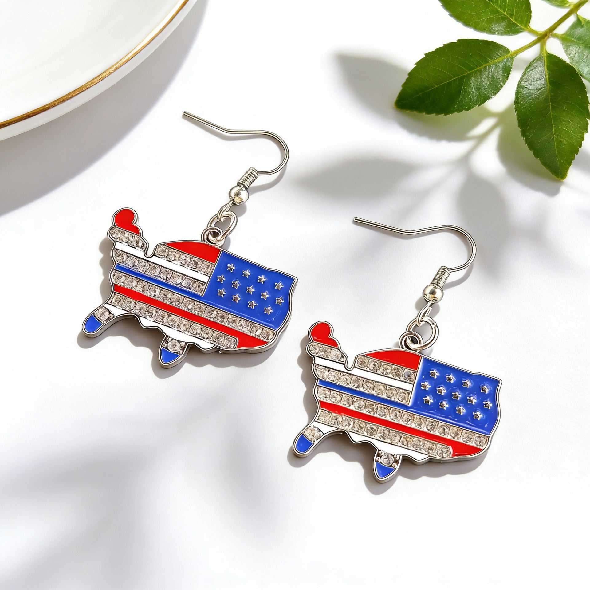 Wholesale American Independence Day Alloy Earrings with Diamond