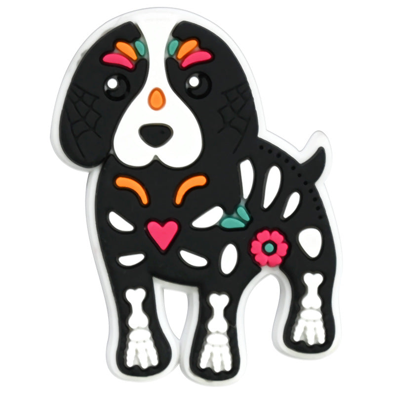 Wholesale Random 100pcs Day of The Dead PVC Soft Rubber Shoe Buckle Decoration ACC-SC-RYY075