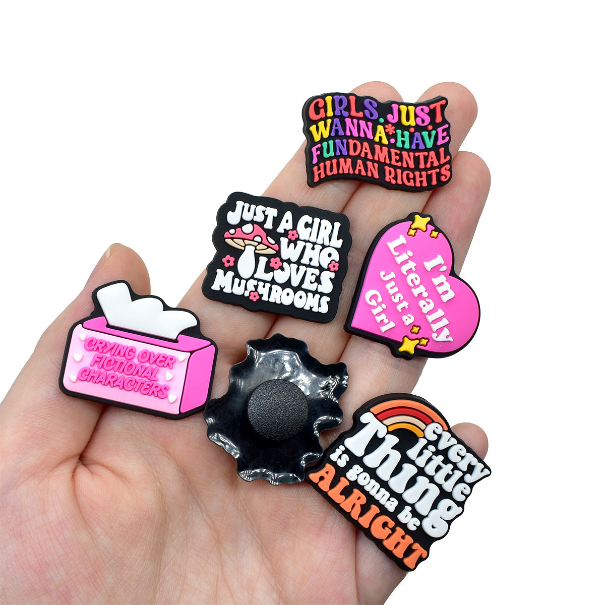 Wholesale Random 100pcs Creative and personalized phrase series   PVC Soft Rubber Shoe Buckle Decoration