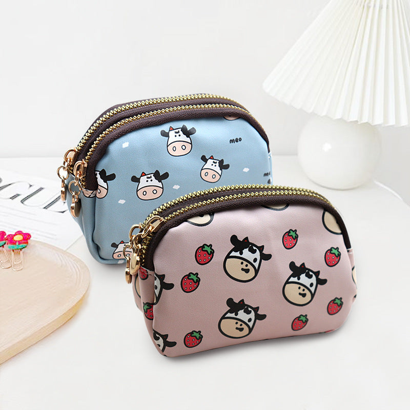 Wholesale New Style Double Zipper Cute Cow Wallet  ACC-WT-BiLH003