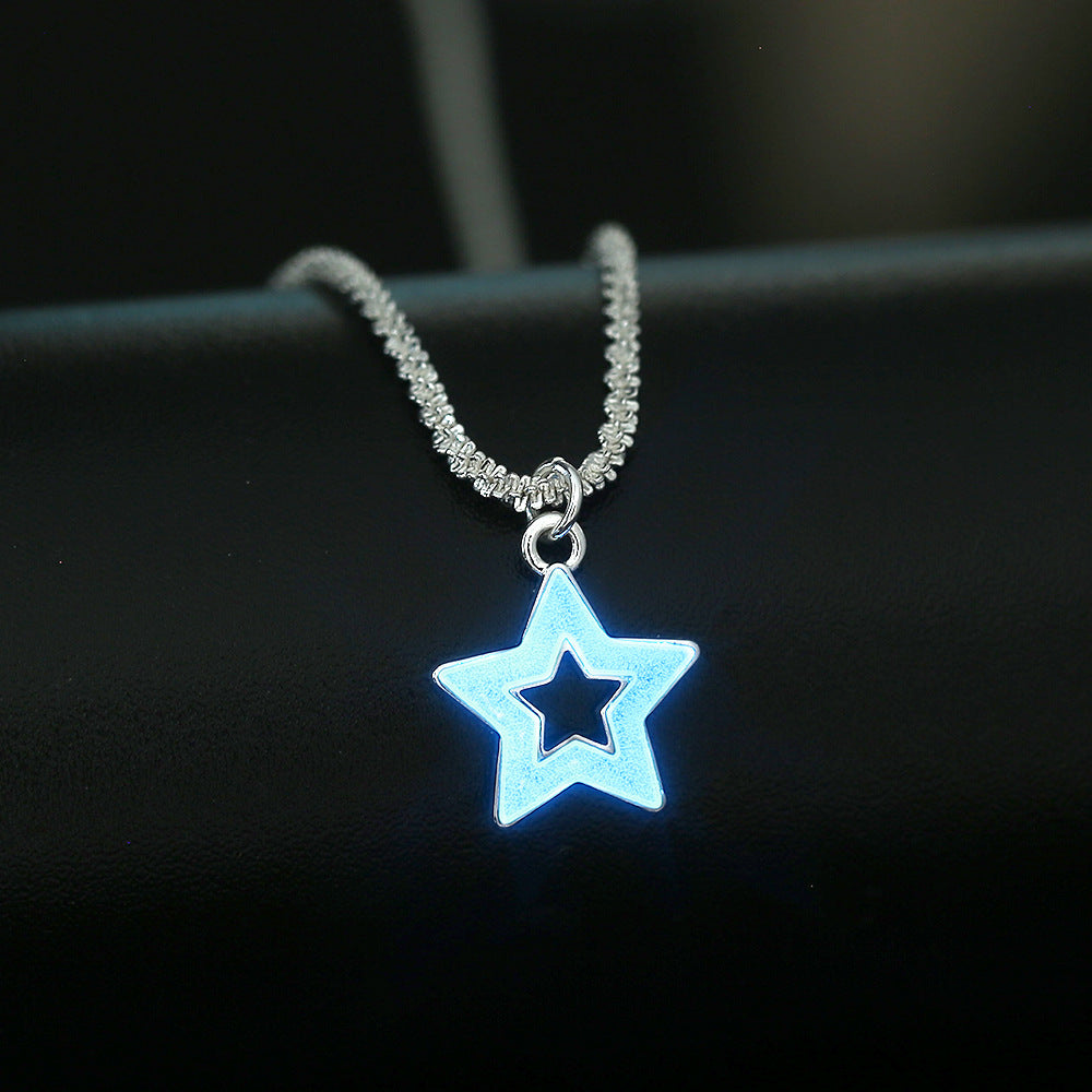 Wholesale Silver  star oil drop luminous glowing blingbling cauliflower necklace