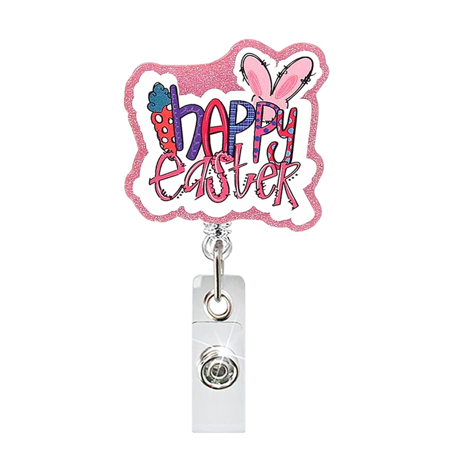 Wholesale Abs Plastic Retractable Rotating Badge Holder with Easter Bunny Egg Design for ID Cards