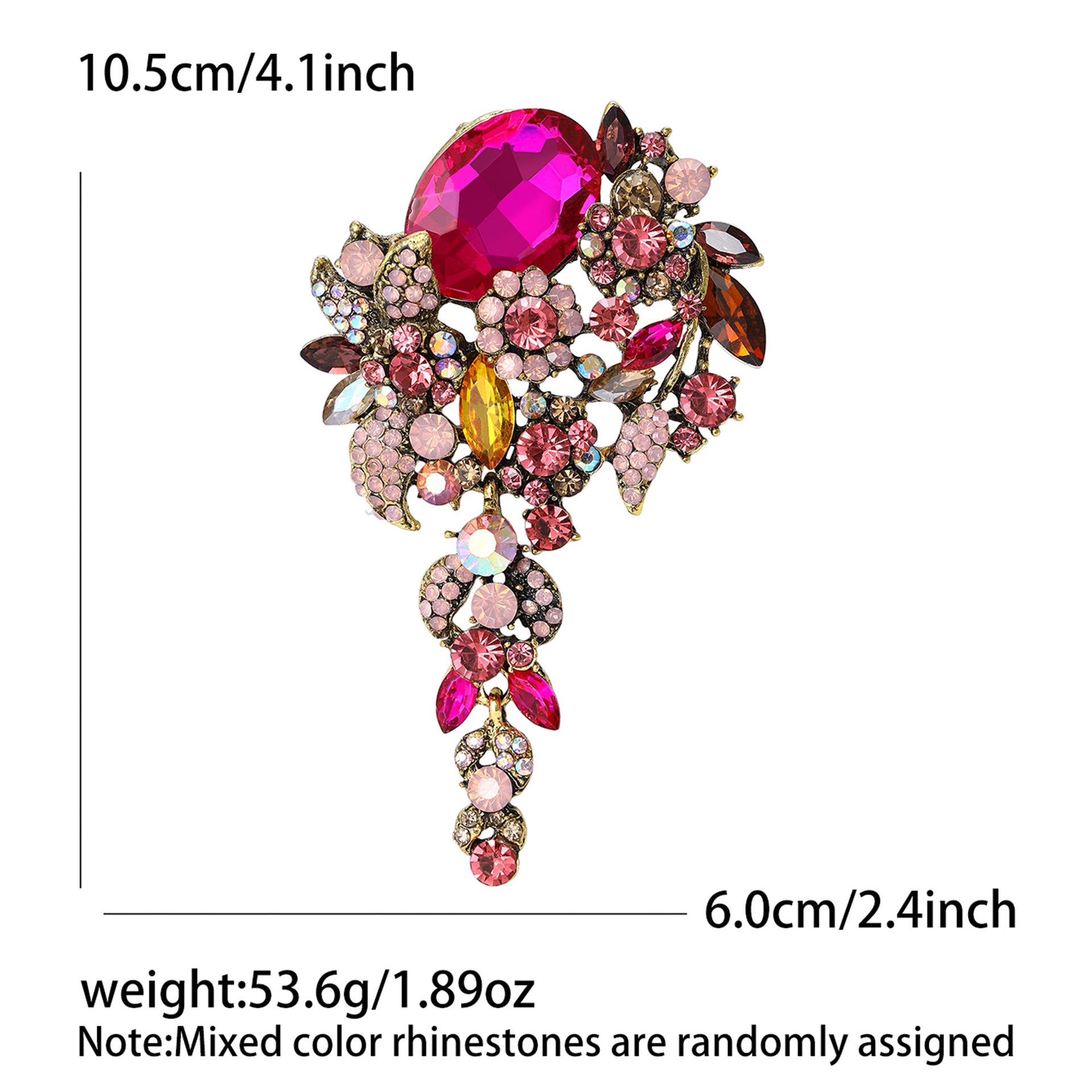 Wholesale Alloy Vintage Crystal Flower Brooch Antique Bronze Purple Women S Fashion Pin