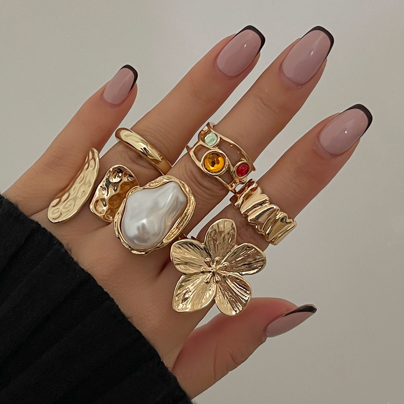 Wholesale Baroque Imitation Pearl Flower Ring - Trendy Accessory Gift for Resale