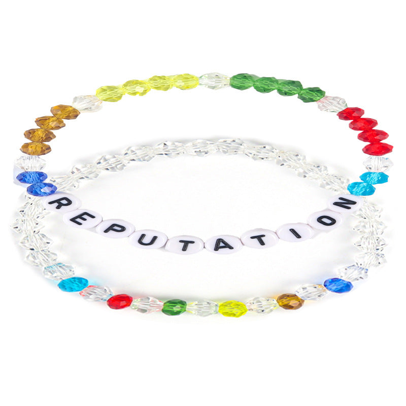 Wholesale  Colorful Cut Corner Beads  Elastic Rope Bracelet Set