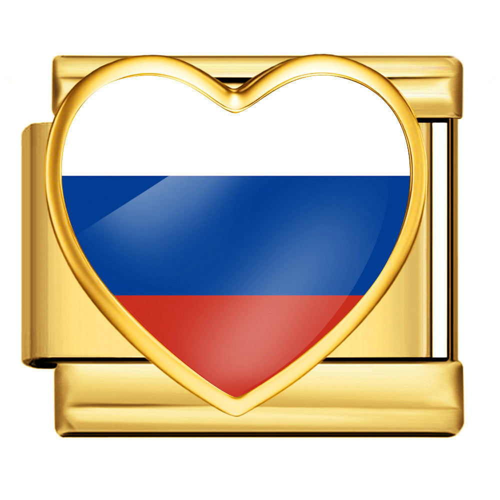 Wholesale Heart-Shaped Flag Pattern Stainless Steel Bracelet Strap Chain Fashion Accessory Gift