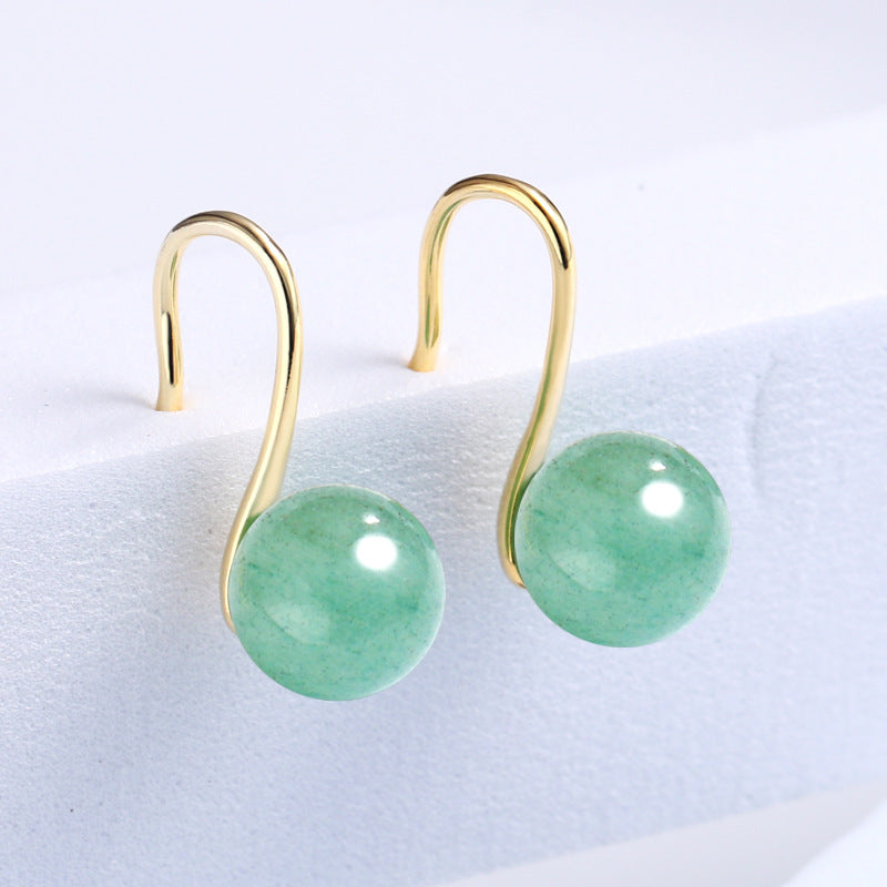 Wholesale  S925 Silver Green Chalcedony Earrings