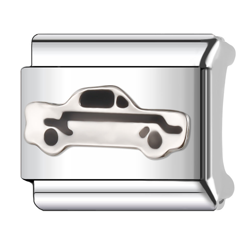 Bracelet de charme italien en gros de 9 mm Série d'avion à boule de bricolage Bracelet composable en acier inoxydable