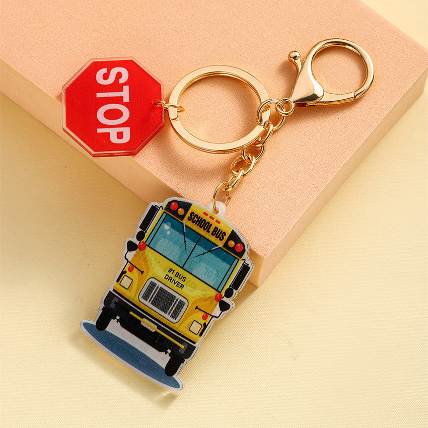 Wholesale Yellow school bus keychain