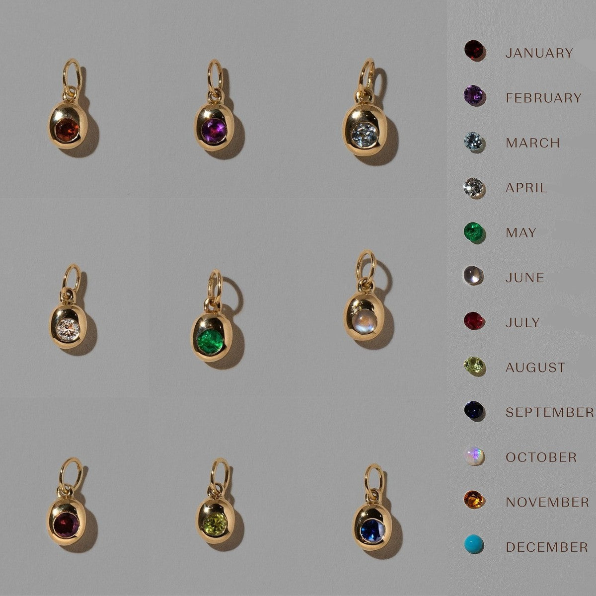 Wholesale Stainless steel electroplated with 18K gold 12 birthstone adjustable pendant