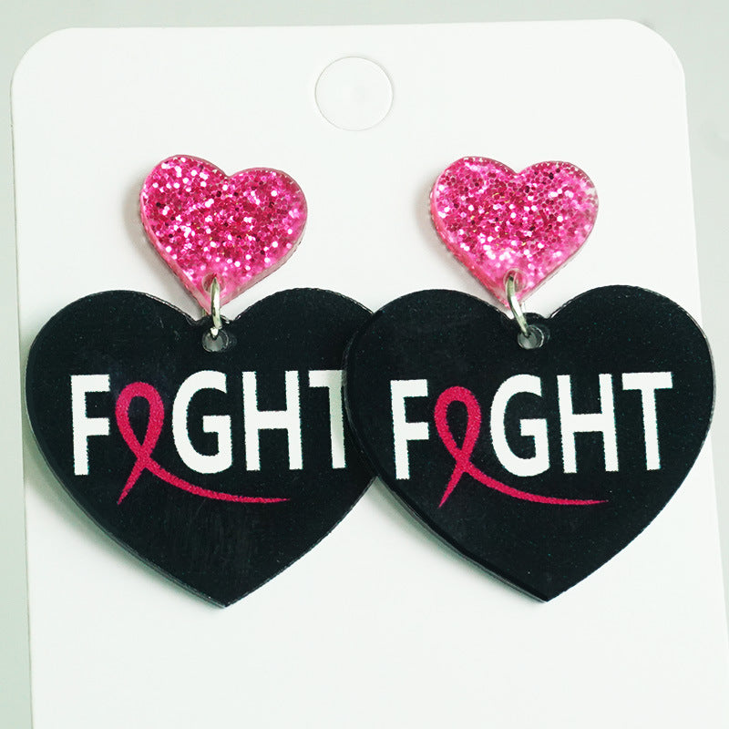 Wholesale 2 Pairs/Pack Pink Ribbon Cancer Survivor Acrylic Earrings ACC-ES-HY102