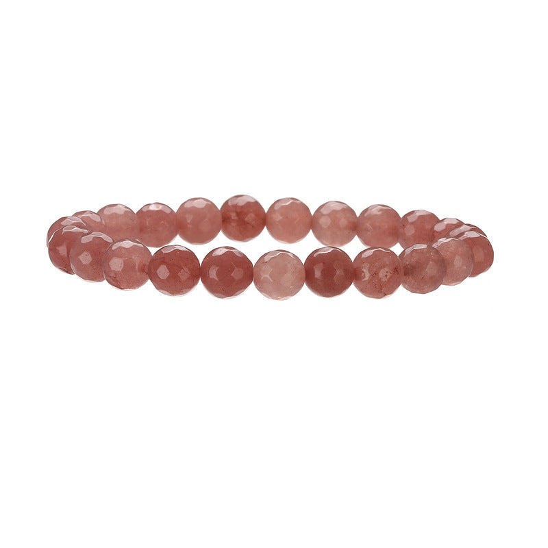Wholesale Minimalist Faceted Natural Stone Beaded Bracelet With Pink Crystal Heart Charm Chic Unisex Jewelry Accessory For Wedding Gift And Boutique Resale