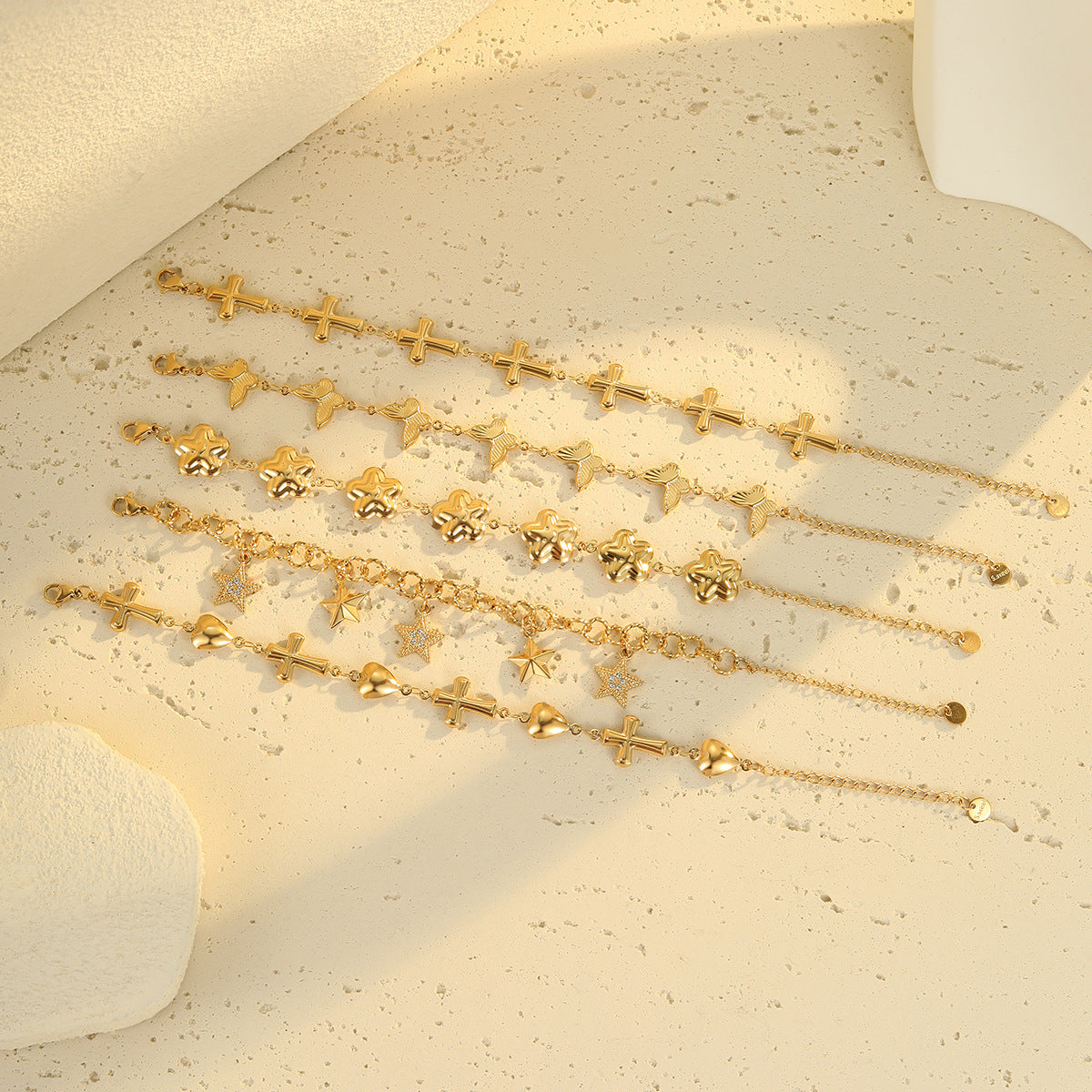 Wholesale Stainless Steel  Light Luxury Butterfly Flower Pendant Bracelet