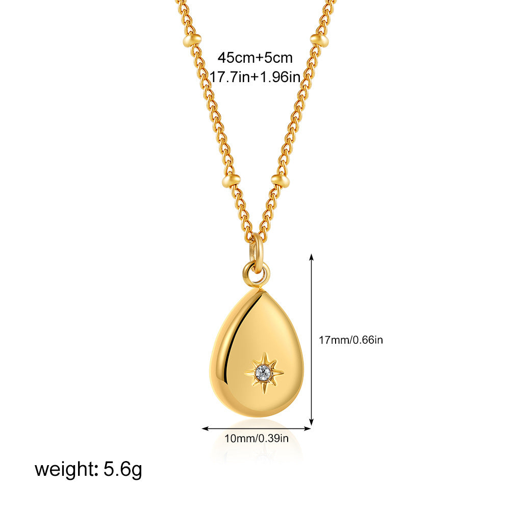 Wholesale  stainless steel 18K gold solid small tag inlaid zircon pendant necklace