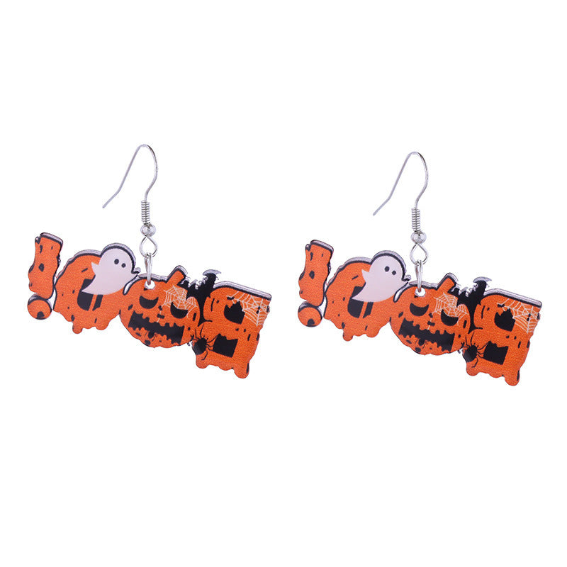 Wholesale Halloween Themed Earrings Funny Ghost Pumpkin Bat  Acrylic Earrings