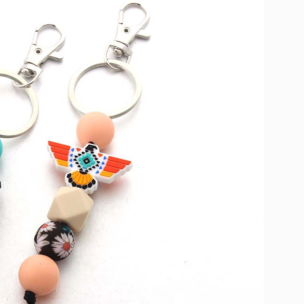 Wholesale Western Style Cowboy Indian Silicone Beaded Keychain ACC-KC-JinAn007