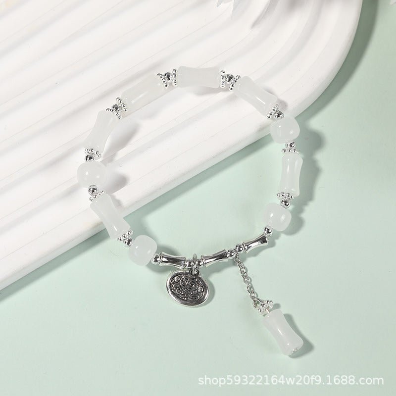 Wholesale New Chinese National Style Bamboo Section Beaded Bracelet,  Glazed Handmade Jewelry,  Travel Souvenir Gift for Women