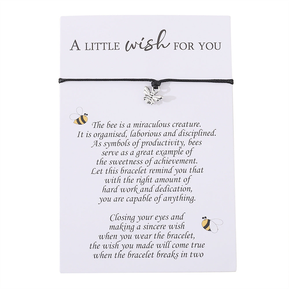 Wholesale Love Star Shape Bee Braided Bracelet Blessing Card Bracelet