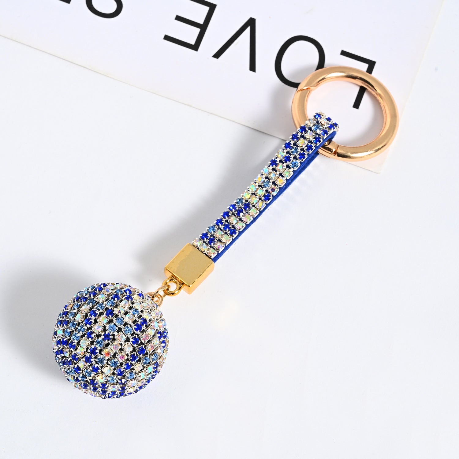 Wholesale PU Rhinestone Claw Chain Ball Keychain