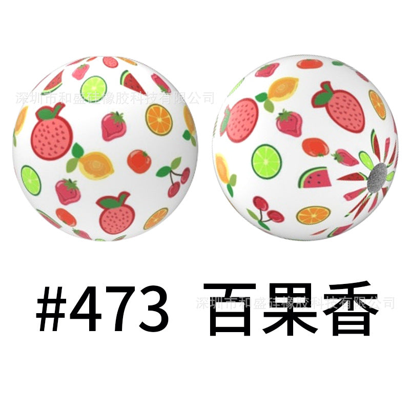 Wholesale 50pcs 15mm Western Style Leopard Skull Color Aztec Printed Silicone Balls Beads ACC-BDS-HeSheng001