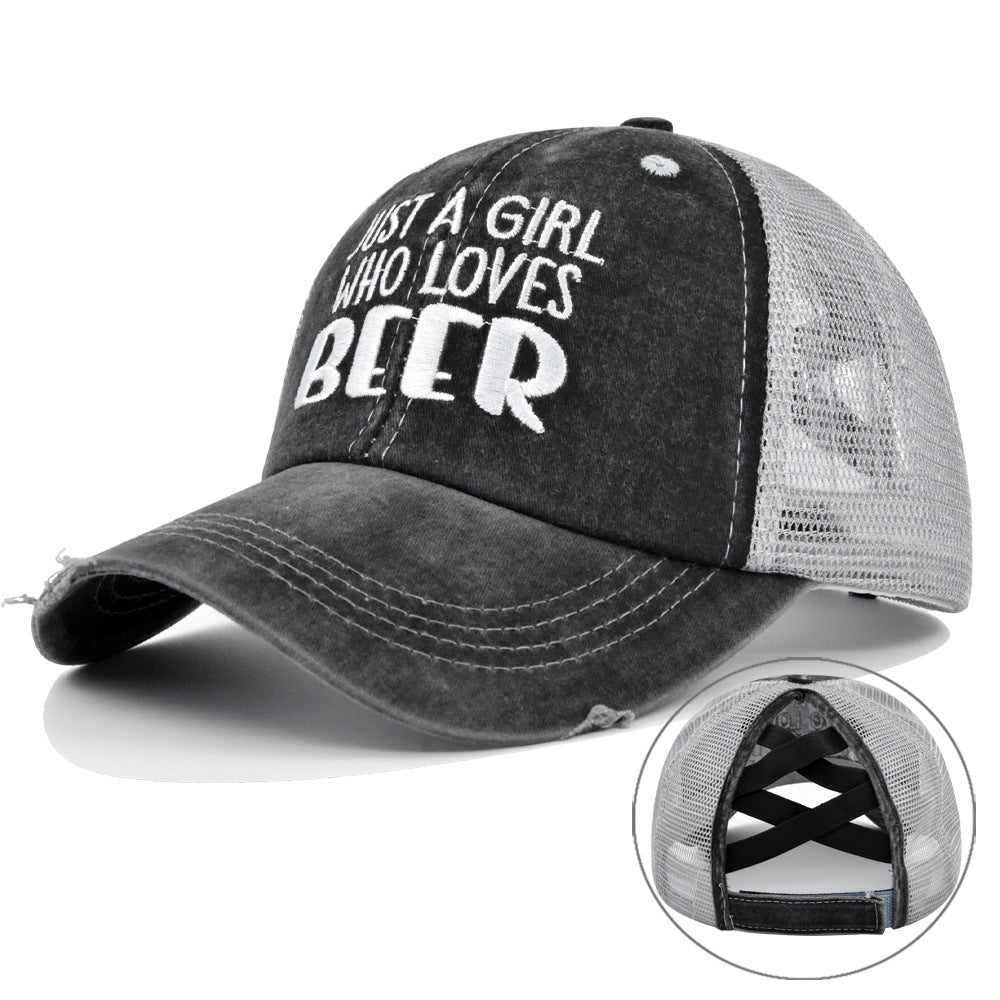 Wholesale Embroidered Hat Baseball Cap Three-dimensional Peaked Cap Cross Ponytail ACC-HT-DeXun001