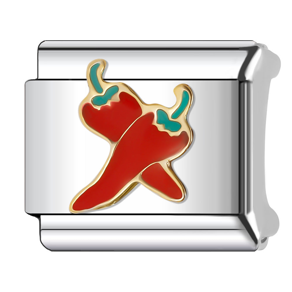 Wholesale Italian Charm Bracelet 9mm DIY Splicing Fruit and Vegetable Series Stainless Steel Composable Bracelet