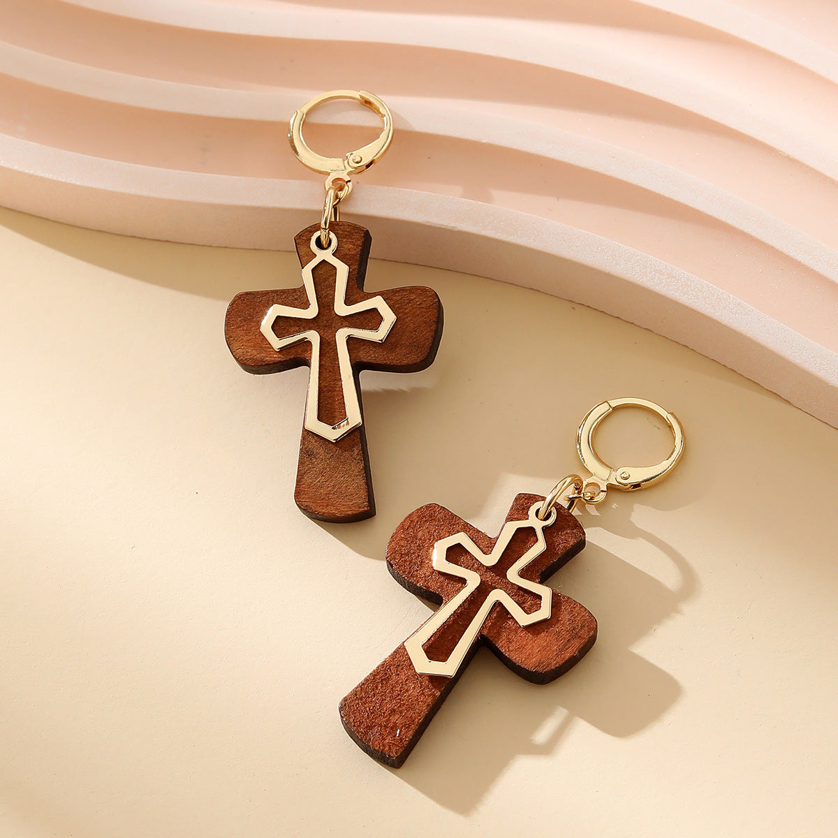 Wholesale Wooden Cross Earrings