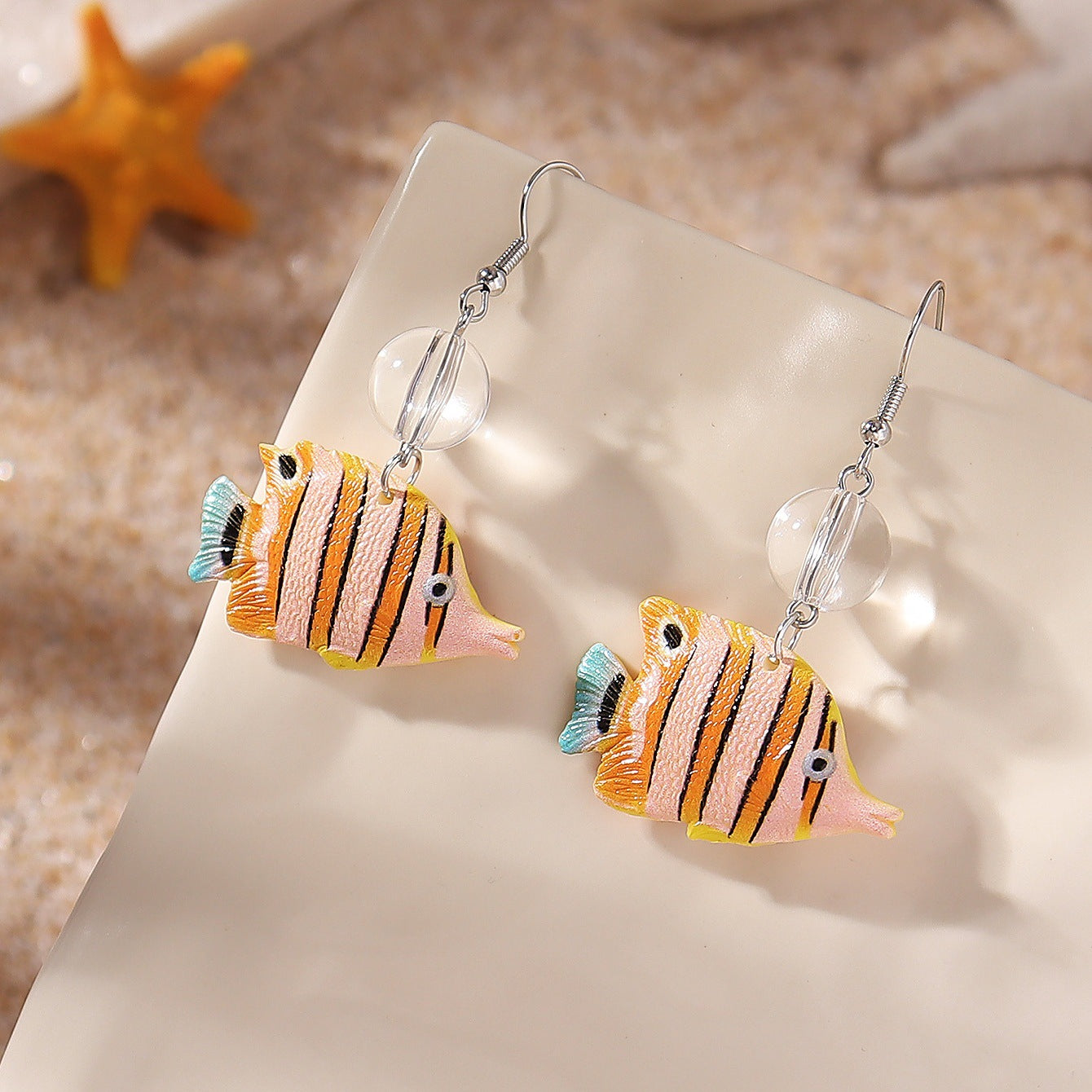 Wholesale Cute double-sided colorful coral fish earrings