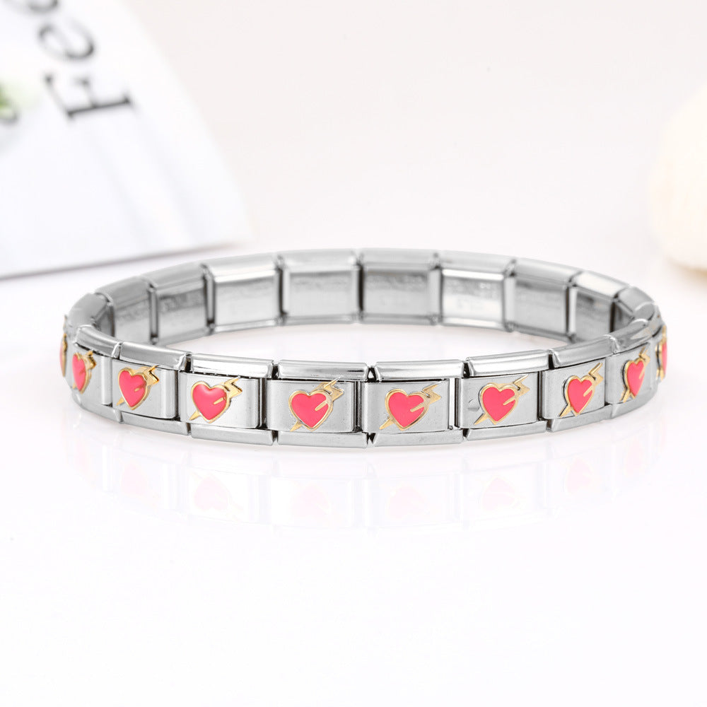 Wholesale 10pcs  Italian Charm Bracelet 9mm DIY Splicing Removable Flower Lipstick Series Stainless Steel Composable Bracelet