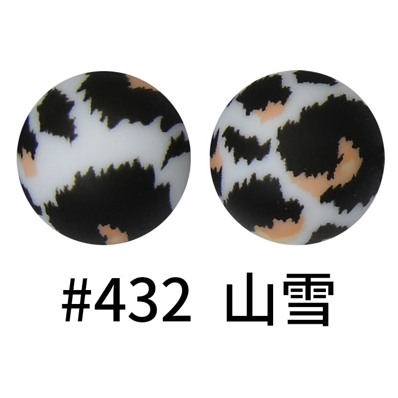 Wholesale 50pcs 15mm Western Style Leopard Skull Color Aztec Printed Silicone Balls Beads ACC-BDS-HeSheng002