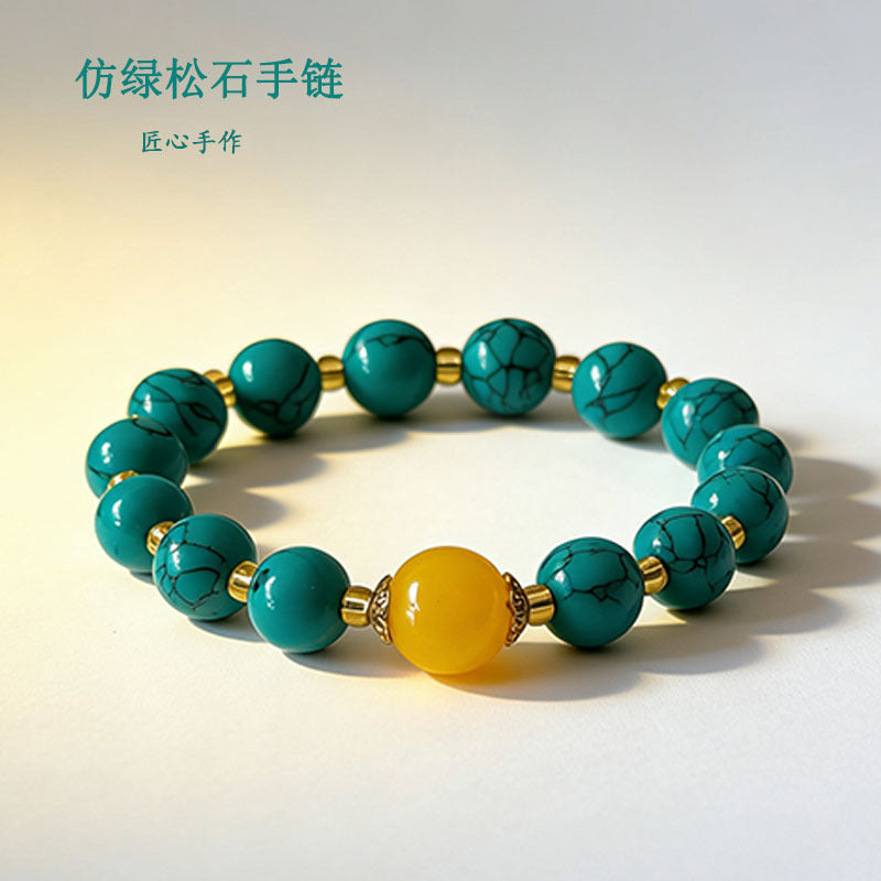 Wholesale Imitation Turquoise Beaded Bracelet Unisex Tibetan Style Travel Souvenir Jewelry Accessory