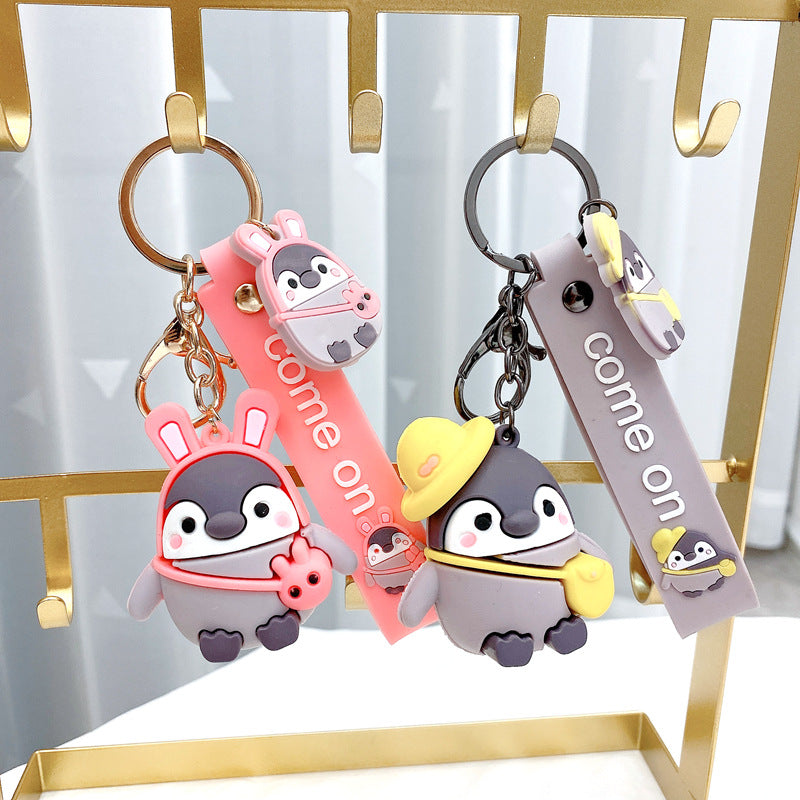 Wholesale Cute Backpack Penguin Doll PVC Keychains ACC-KC-GongZ033
