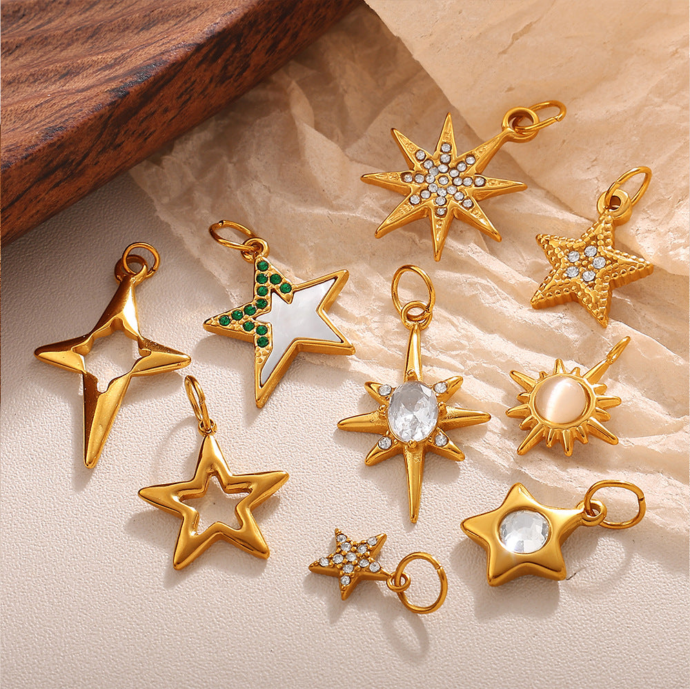 Wholesale Personalized Creative Ins Diamond Star Stainless Steel Pendant