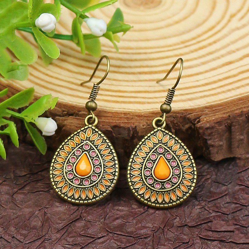 Wholesale Vintage Alloy Geometric Water Drop Oil Drop Tassel Earrings Party Jewelry Accessory