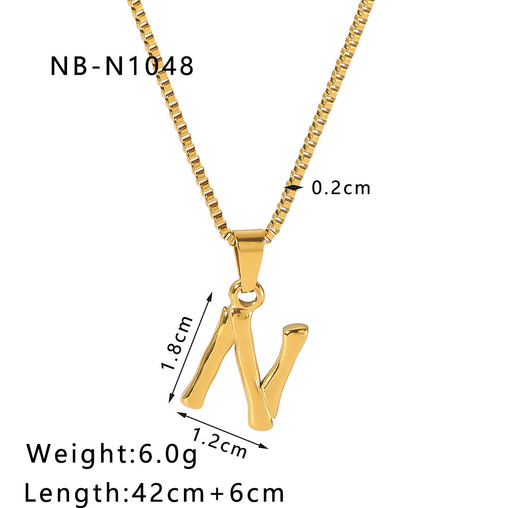 Großhandel geometrische geometrische Titan -Stahl mit 18 Karat Gold Fashion Metall Letter Halskette ausgestattet