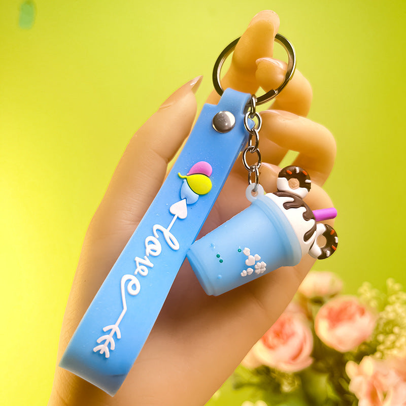 Wholesale Korean Style Ice Cream and Milk Tea Silicone Keychain,  Fashion Car Key Accessory,  Boutique Gift