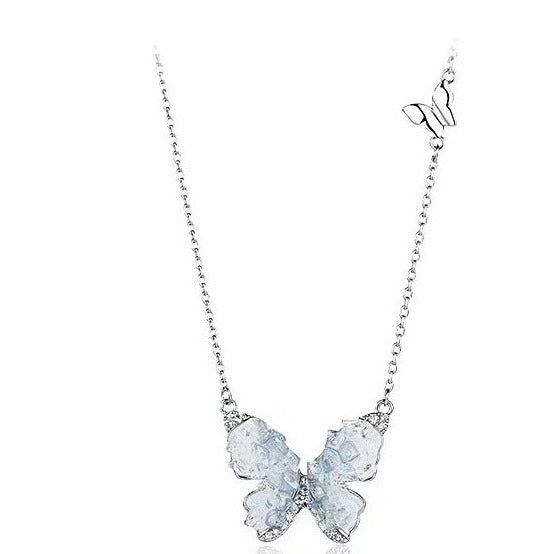 Wholesale  Titanium Steel Blue Butterfly Necklace Accessories