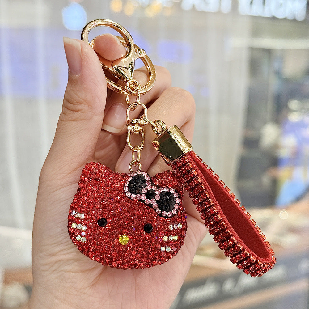 Wholesale Rhinestone Cat Keychain Cute Car Key Accessory Bag Charm For Couples And Lovers