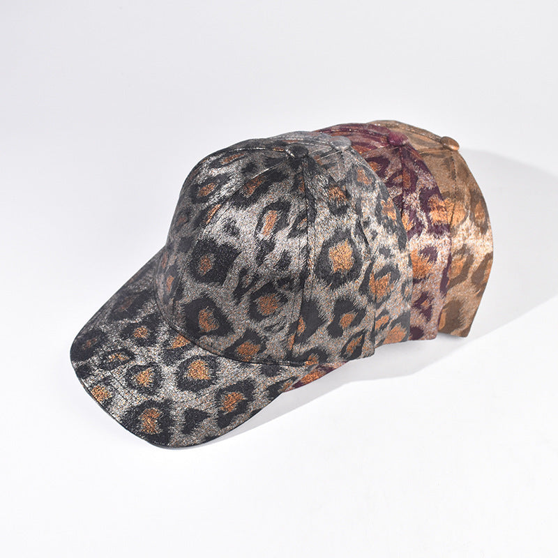 Wholesale Trendy Gold Foil Leopard Print Baseball Cap Thick Dome Hard Top Curved Brim Adjustable Everyday Unisex Sun Hat