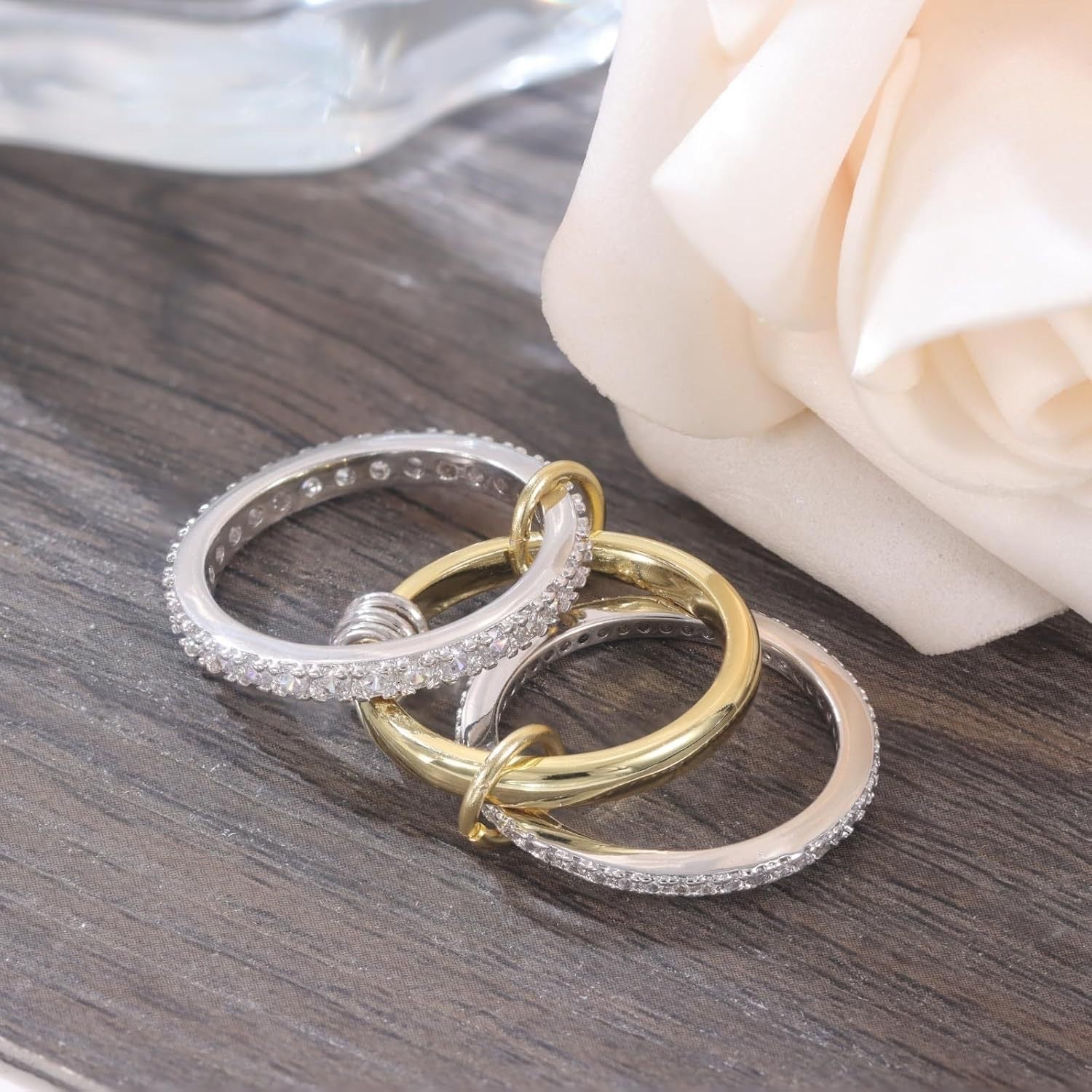 Wholesale titanium steel full diamond zircon ring