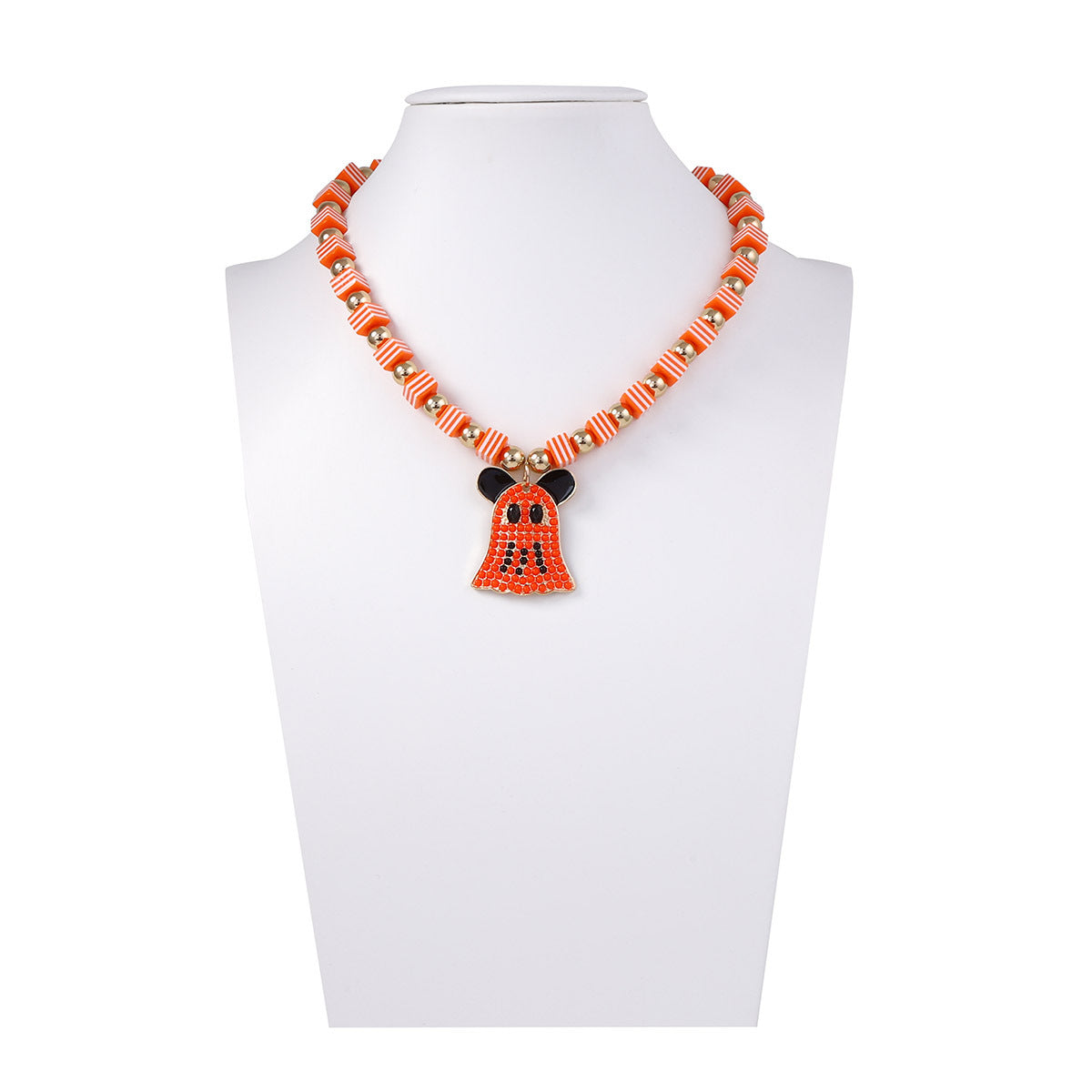 Wholesale  geometric square beaded alloy ghost necklace