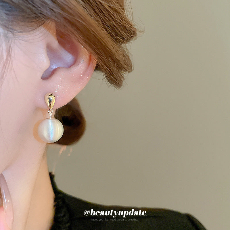 Wholesale Real Gold Plated Silver Needle Metal Ball Earrings