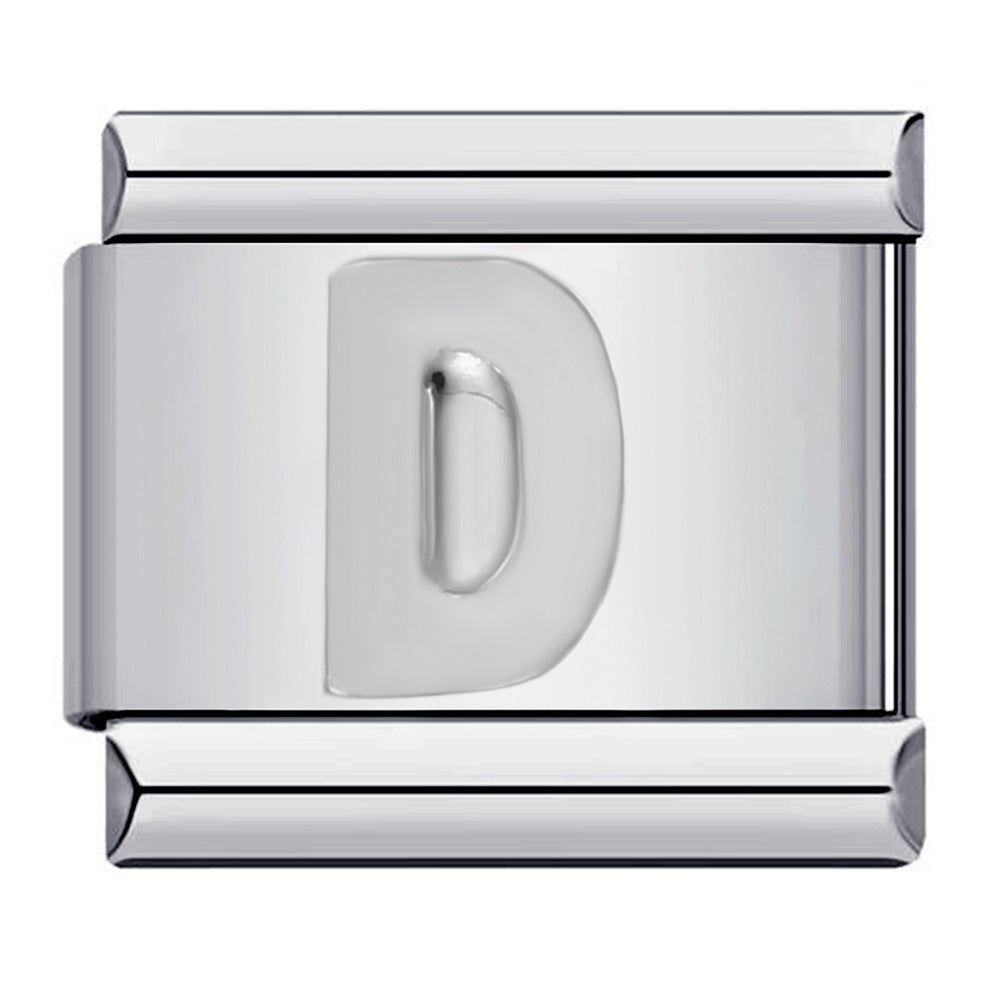 Wholesale Italian Charm Bracelet 9mm DIY Splicing Removable Silver Concave Letters Stainless Steel Composable Bracelet