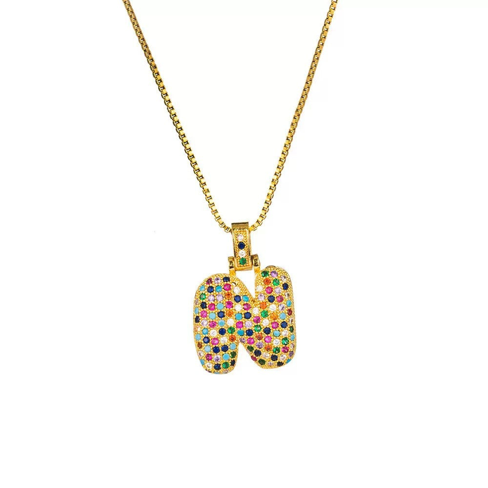 Wholesale Hip-Hop 26 Letter Pendant Set,  Gold Plated Copper Diamond-Set,  Chic Jewelry Gift