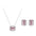 Wholesale S925 Sterling Silver Romantic Pink Small Square Sugar Earrings Necklaces