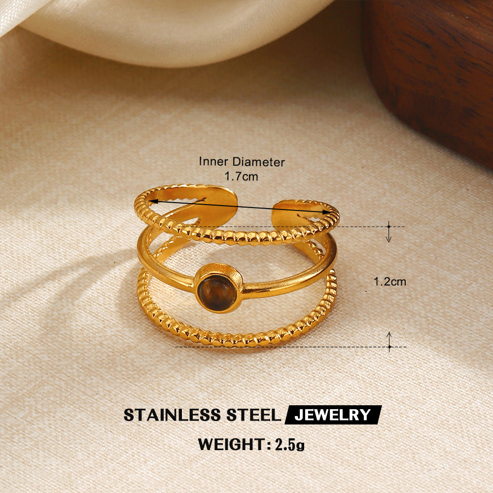 Wholesale Premium Vintage Style Tiger' s Eye Stainless Steel Ring