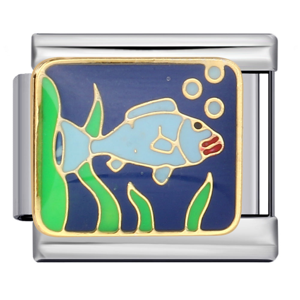 Wholesale Italian Charm Bracelet 9mm DIY Splicing Removable Oil Drop Animal Stainless Steel Composable Bracelet