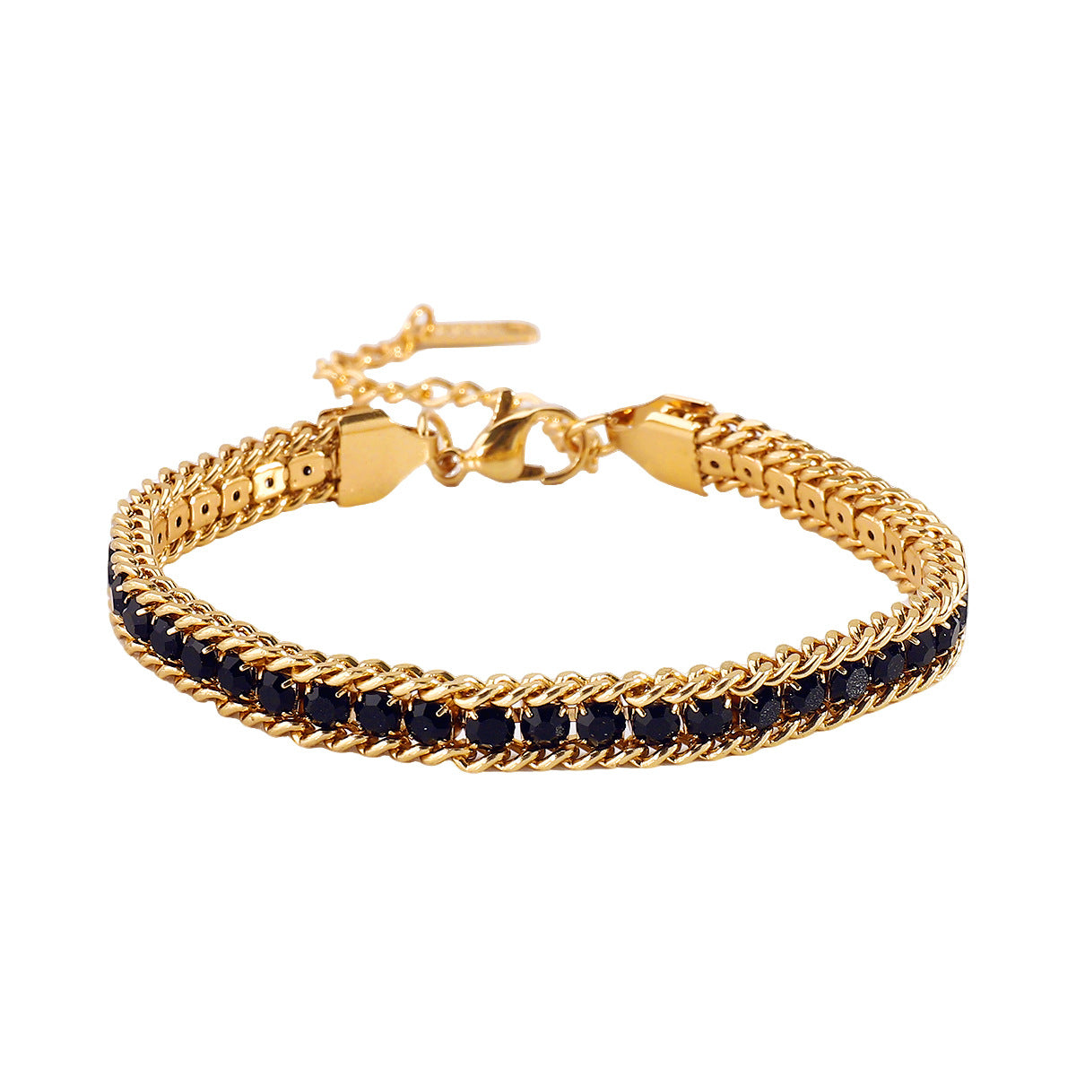 Wholesale Temperament Stacking Style Colored Zircon Bracelet Stainless Steel