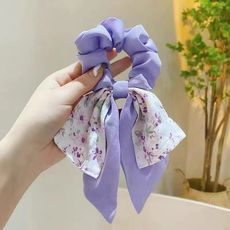 Wholesale Floral Bow Ribbon Hair Band Hair Scrunchies ACC-HS-Geyi001